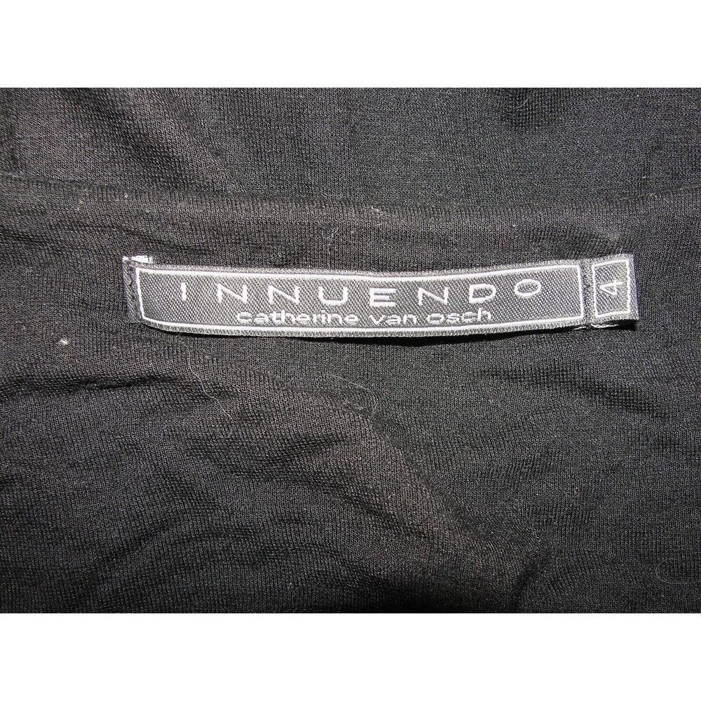INNUENDO Catherine Van Osch Black Drape Neck Beaded Belt At Waist Dress Size 4 - Picture 6 of 6